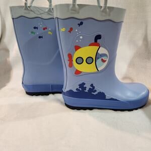 Cat & Jack Blue Rain Boots - Shark in Yellow Submarine and Fishes Print